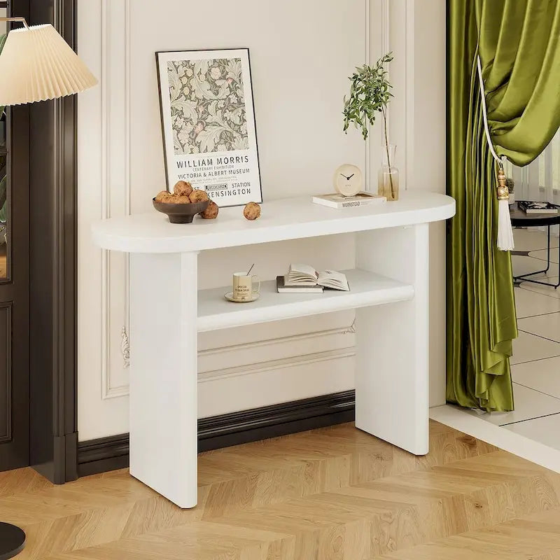 47.80 Nowoczesny drewniany stół konsolowy z półką