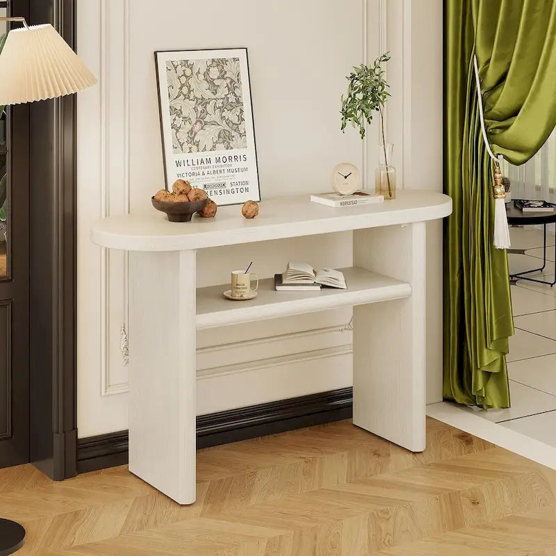 47.80 Nowoczesny drewniany stół konsolowy z półką