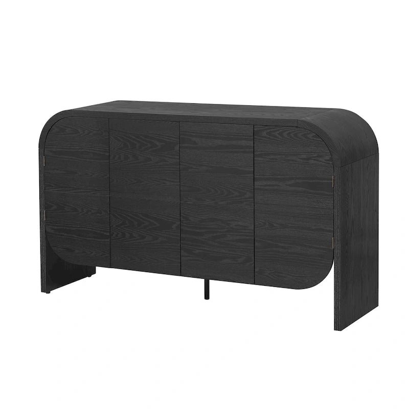 Sideboard aus Holz mit geschwungenen Kanten und verstellbaren Einlegeböden