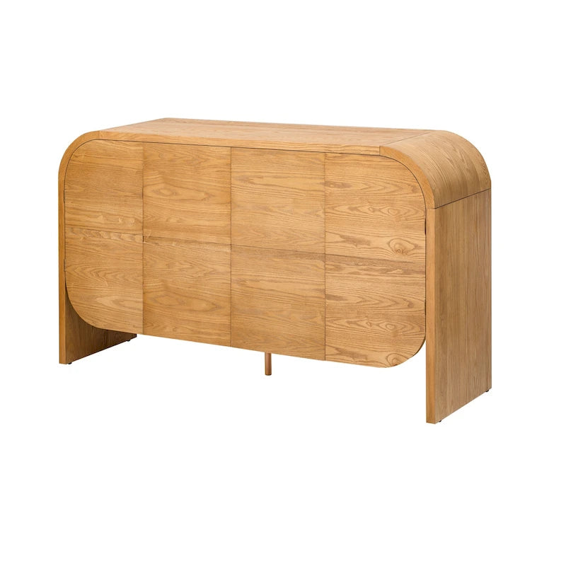 Sideboard aus Holz mit geschwungenen Kanten und verstellbaren Einlegeböden