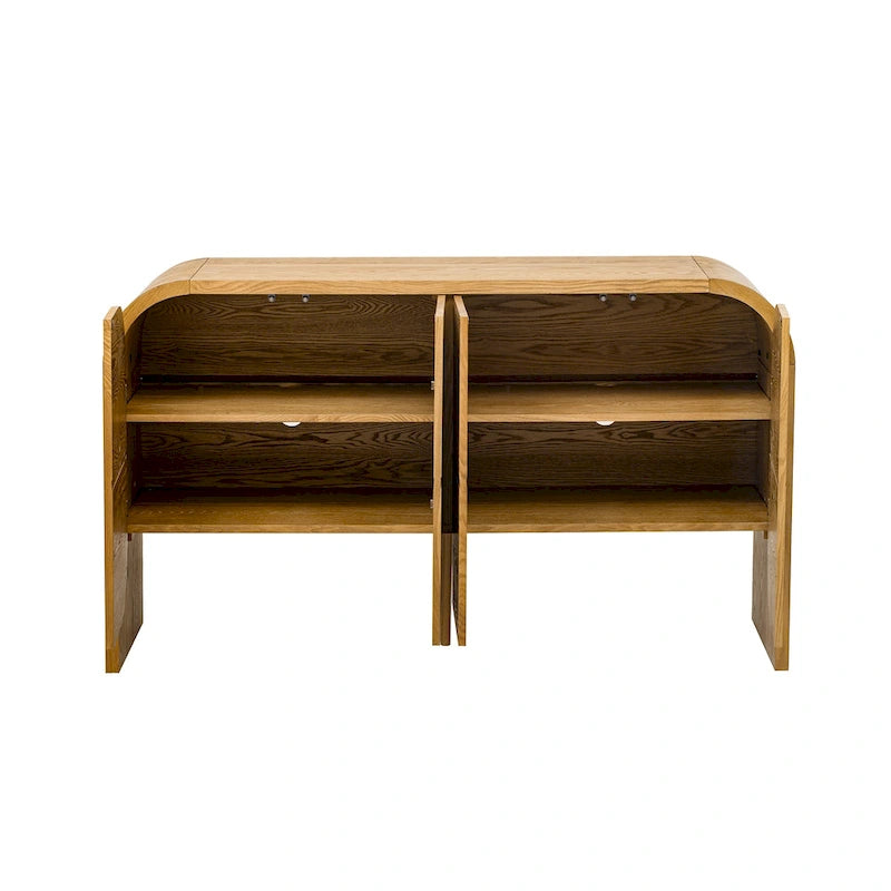 Sideboard aus Holz mit geschwungenen Kanten und verstellbaren Einlegeböden