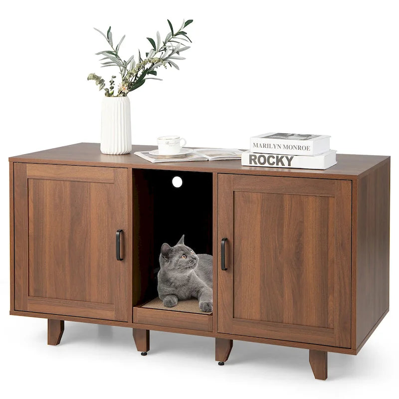 Katzenklo-Schrank, verstecktes Katzen-WC mit 2 Türen