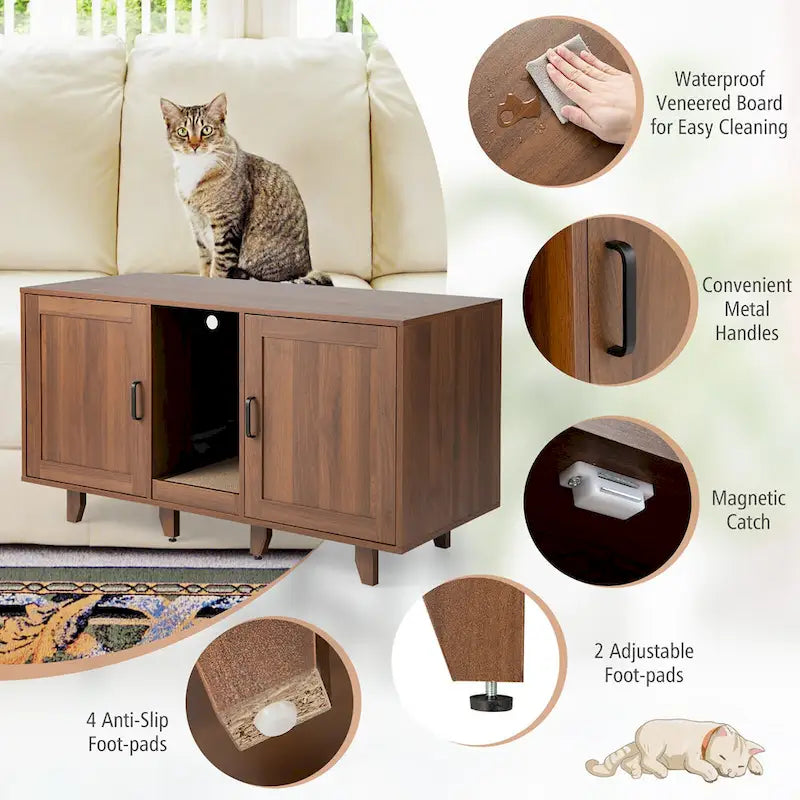 Katzenklo-Schrank, verstecktes Katzen-WC mit 2 Türen