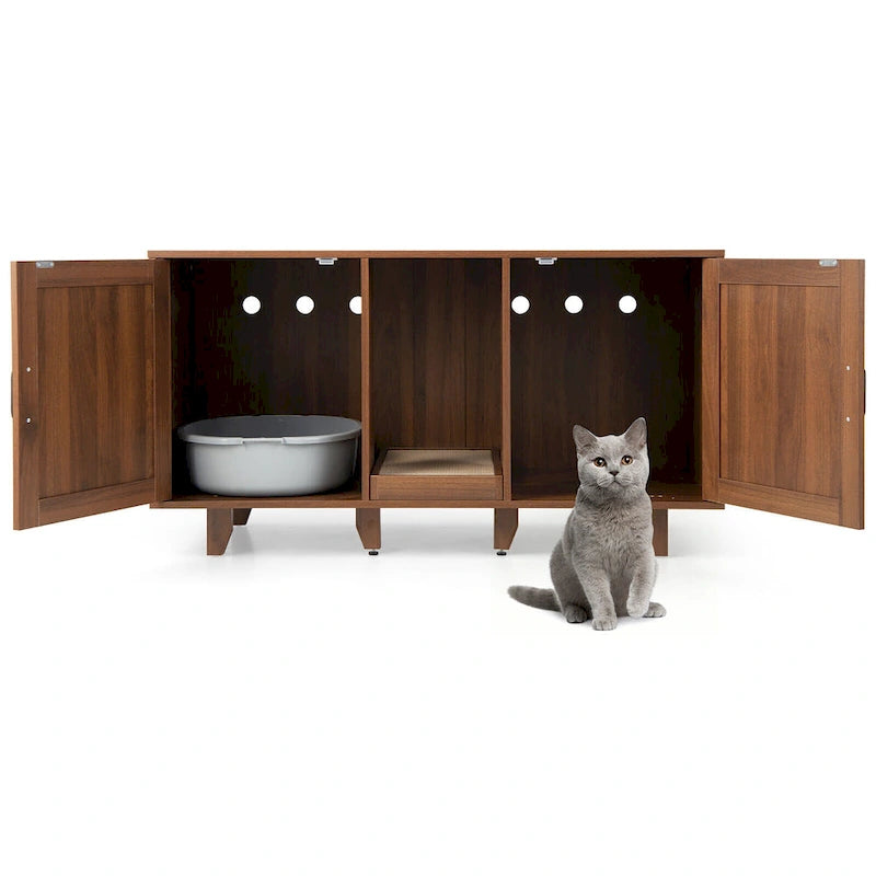 Katzenklo-Schrank, verstecktes Katzen-WC mit 2 Türen