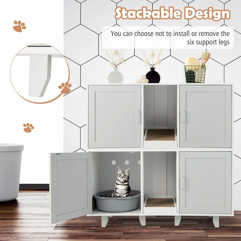 Katzenklo-Schrank, verstecktes Katzen-WC mit 2 Türen