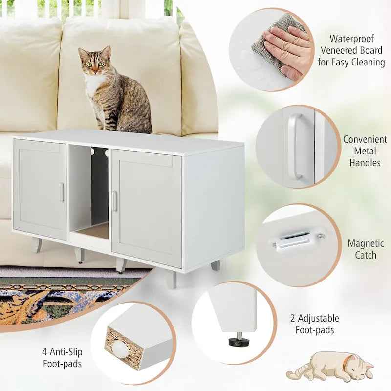 Katzenklo-Schrank, verstecktes Katzen-WC mit 2 Türen