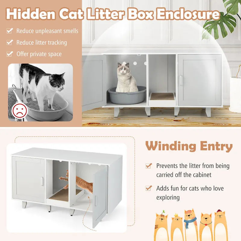 Katzenklo-Schrank, verstecktes Katzen-WC mit 2 Türen