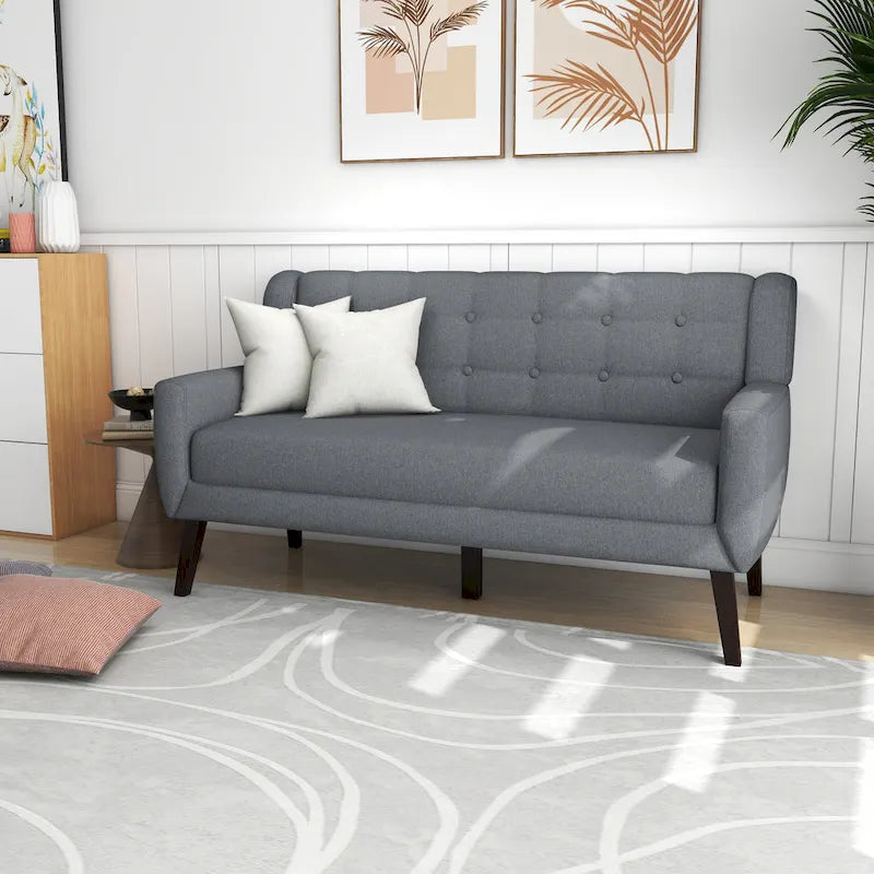 Gesteuertes Zwei­personen-Sofa aus Leinen/Baumwolle mit Kissen