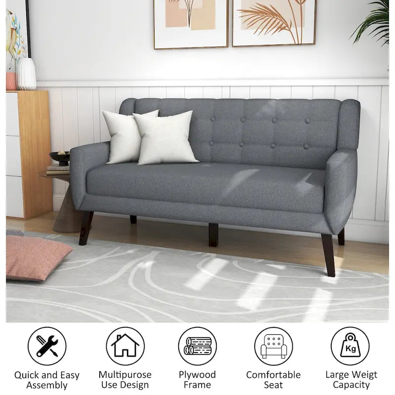 Gesteuertes Zwei­personen-Sofa aus Leinen/Baumwolle mit Kissen
