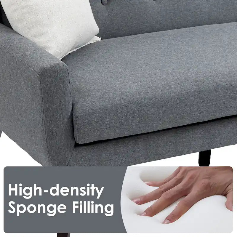 Gesteuertes Zwei­personen-Sofa aus Leinen/Baumwolle mit Kissen