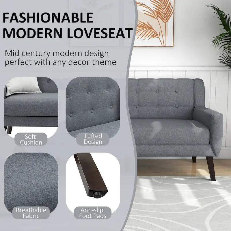 Gesteuertes Zwei­personen-Sofa aus Leinen/Baumwolle mit Kissen