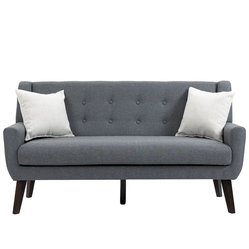 Gesteuertes Zwei­personen-Sofa aus Leinen/Baumwolle mit Kissen
