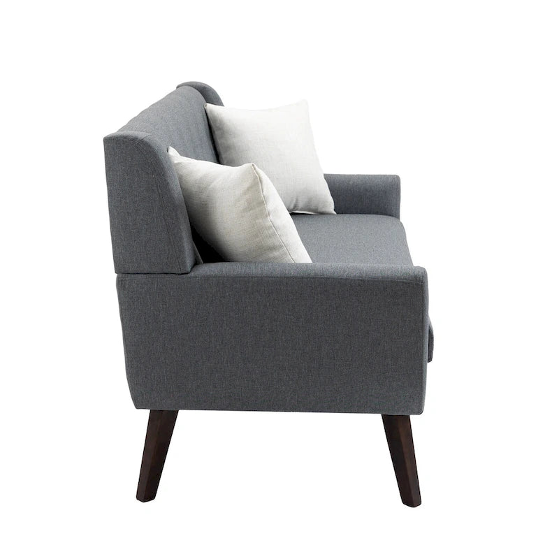 Gesteuertes Zwei­personen-Sofa aus Leinen/Baumwolle mit Kissen