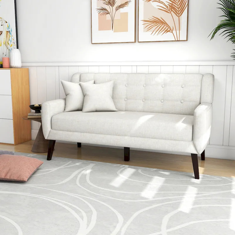Gesteuertes Zwei­personen-Sofa aus Leinen/Baumwolle mit Kissen