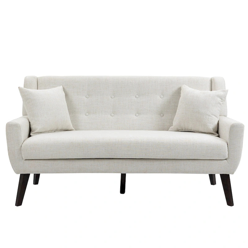 Gesteuertes Zwei­personen-Sofa aus Leinen/Baumwolle mit Kissen