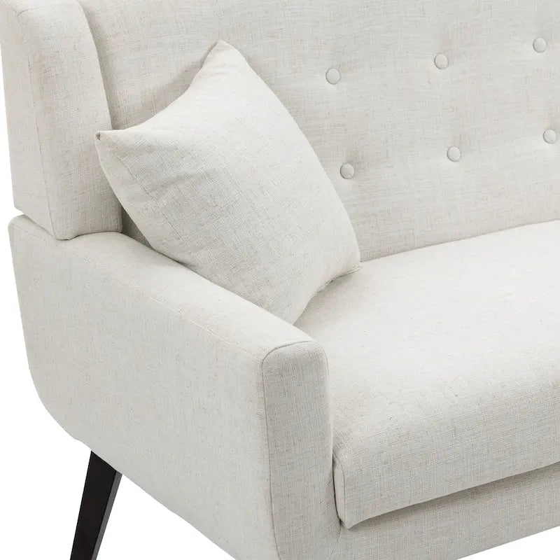 Gesteuertes Zwei­personen-Sofa aus Leinen/Baumwolle mit Kissen