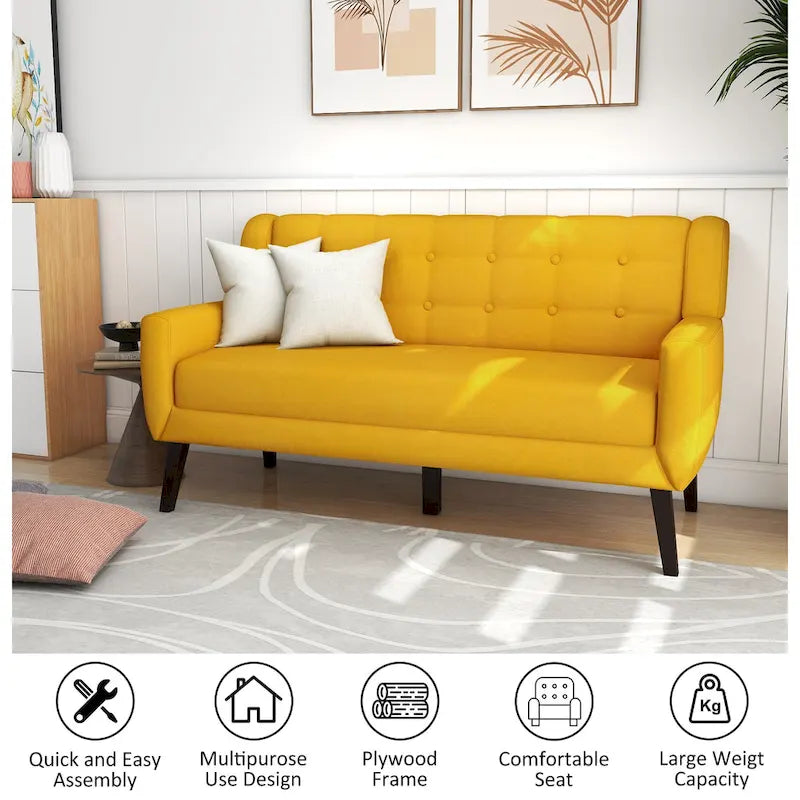 Gesteuertes Zwei­personen-Sofa aus Leinen/Baumwolle mit Kissen