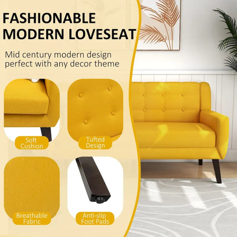 Gesteuertes Zwei­personen-Sofa aus Leinen/Baumwolle mit Kissen