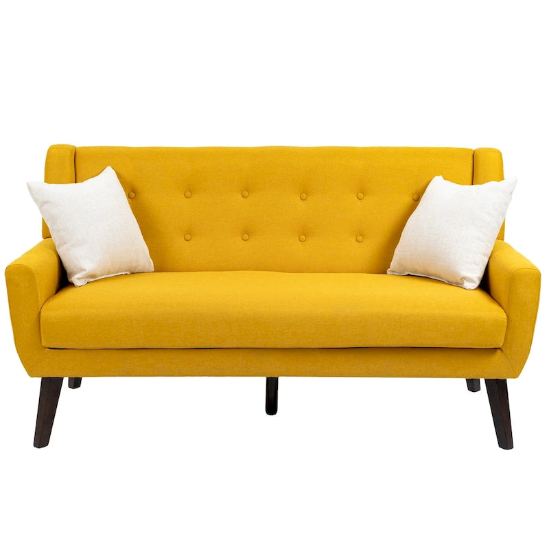 Gesteuertes Zwei­personen-Sofa aus Leinen/Baumwolle mit Kissen