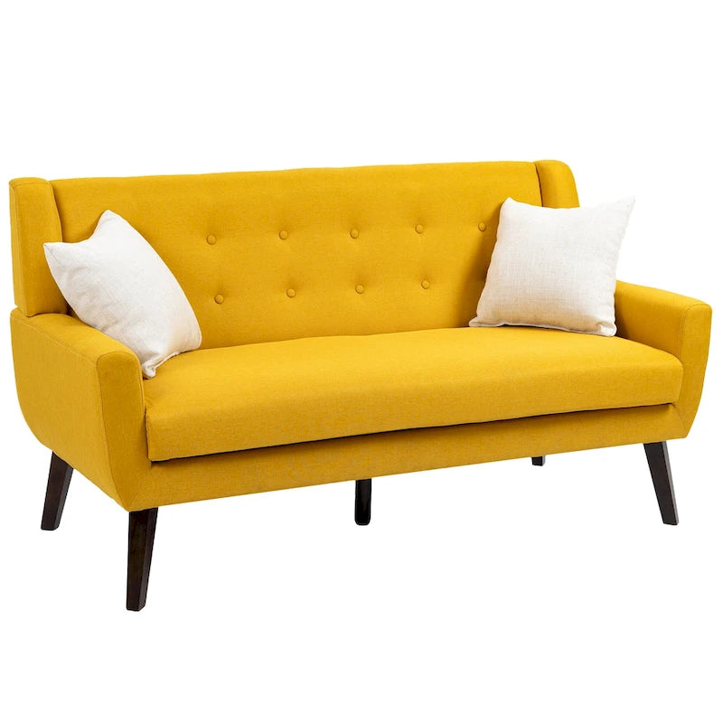 Gesteuertes Zwei­personen-Sofa aus Leinen/Baumwolle mit Kissen