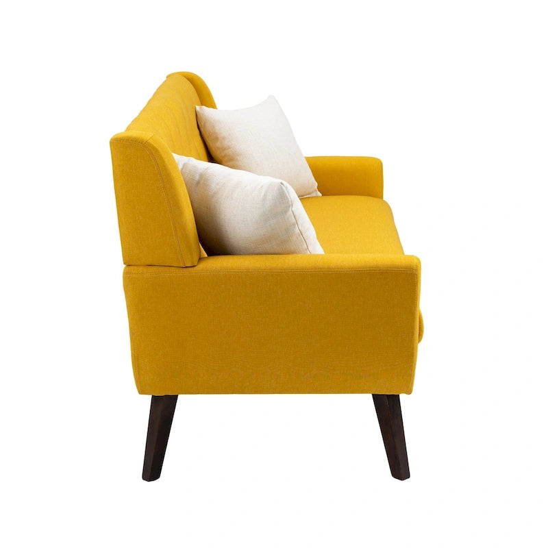 Gesteuertes Zwei­personen-Sofa aus Leinen/Baumwolle mit Kissen