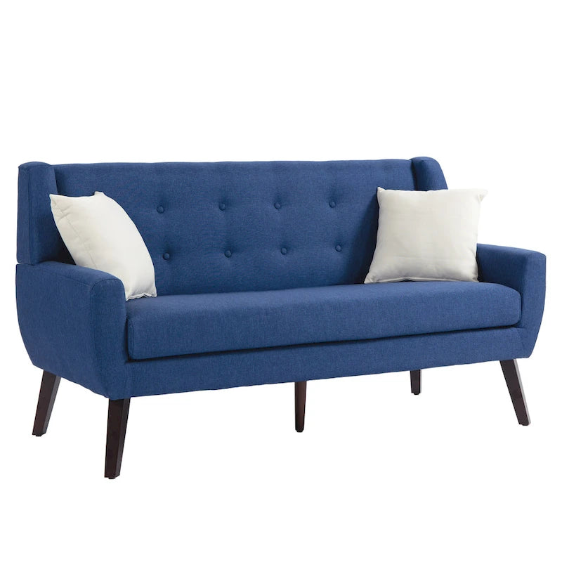 Gesteuertes Zwei­personen-Sofa aus Leinen/Baumwolle mit Kissen