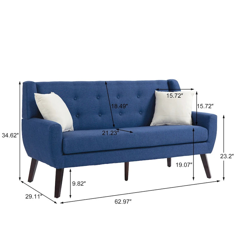 Gesteuertes Zwei­personen-Sofa aus Leinen/Baumwolle mit Kissen