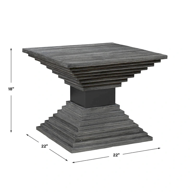 Geometrischer Beistelltisch aus Holz - 22 W X 18 H X 22 D (in)