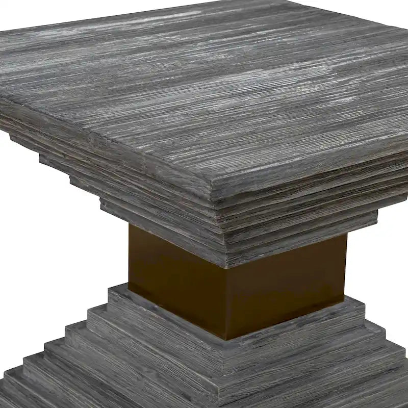 Drewniany geometryczny stolik dekoracyjny - 22 W X 18 H X 22 D (in)