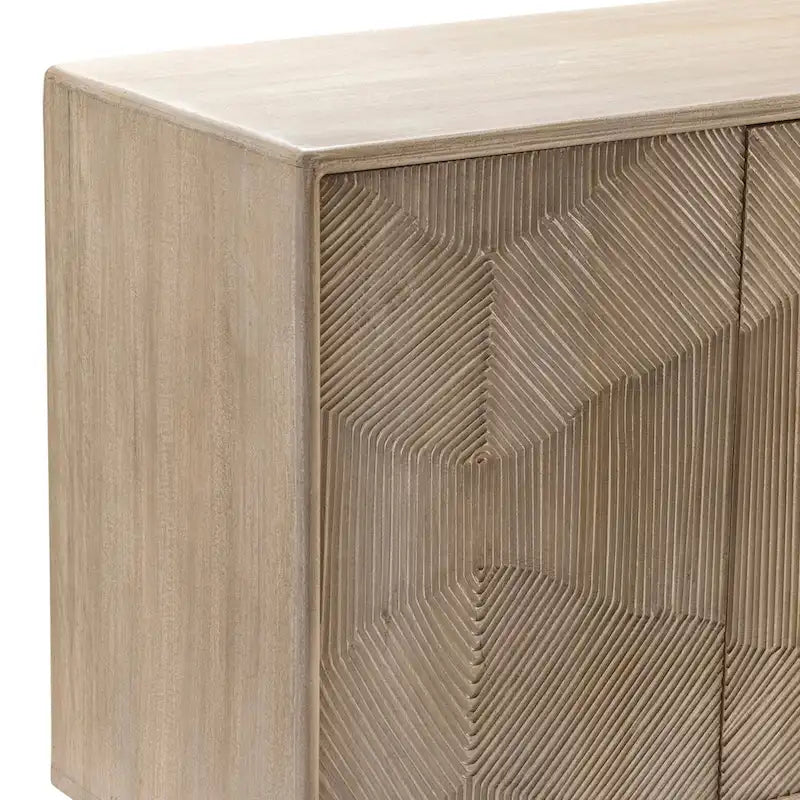Credenza buffet in legno con quattro ante beige, mobile contenitore per la sala da pranzo