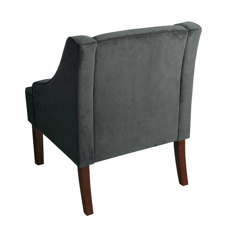 Gepolsterter Akzent-Sessel mit Samtbezug und Beinen aus Massivholz, Wohnzimmerstuhl im Mid-Century-Stil