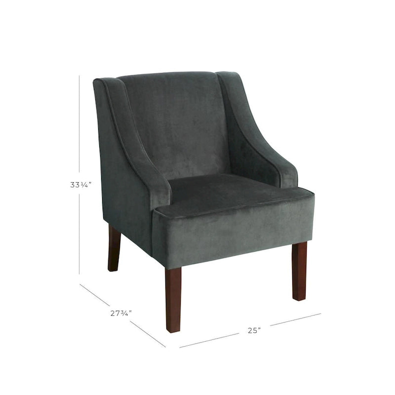 Gepolsterter Akzent-Sessel mit Samtbezug und Beinen aus Massivholz, Wohnzimmerstuhl im Mid-Century-Stil