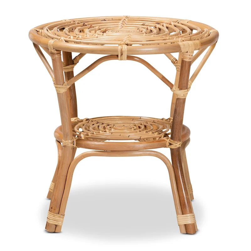 Moderner Boho-Couchtisch aus naturbraunem Rattan
