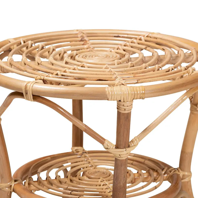 Moderner Boho-Couchtisch aus naturbraunem Rattan