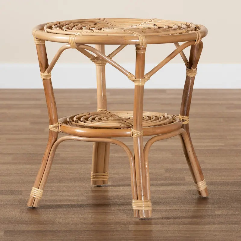 Moderner Boho-Couchtisch aus naturbraunem Rattan