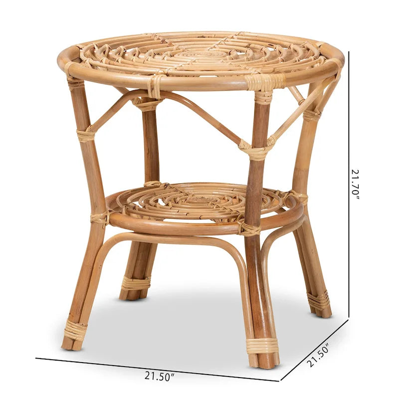 Moderner Boho-Couchtisch aus naturbraunem Rattan