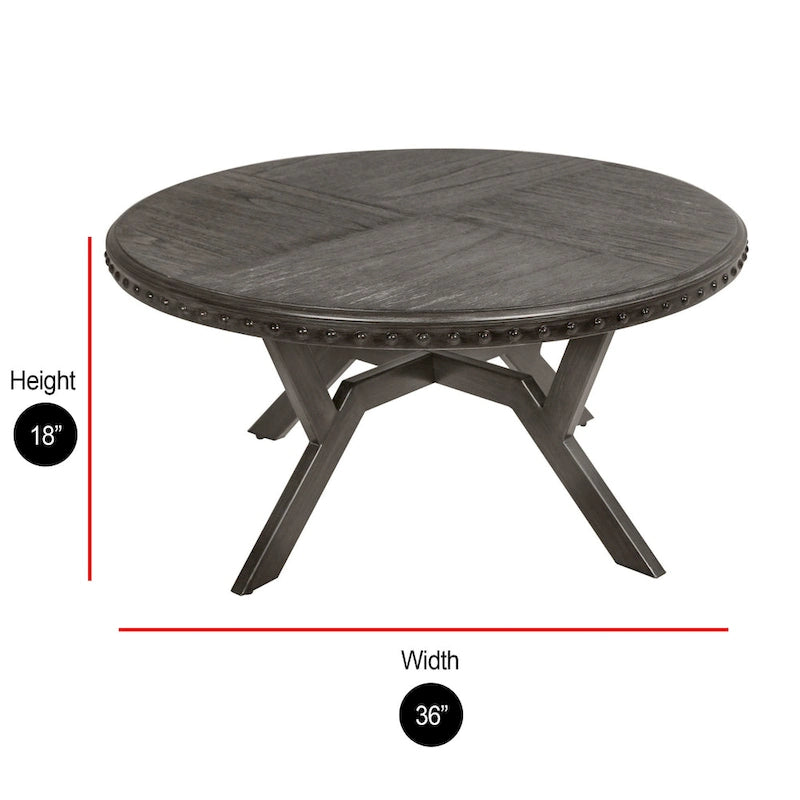Industrieller Couchtisch aus grauem Holz und Metall