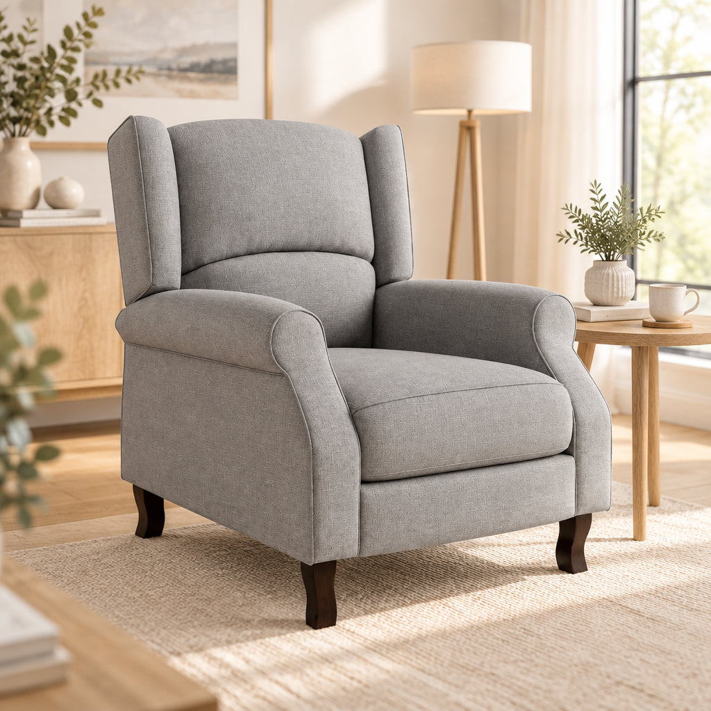 Modern Wingback Linen Fabric Accent Recliner Chair