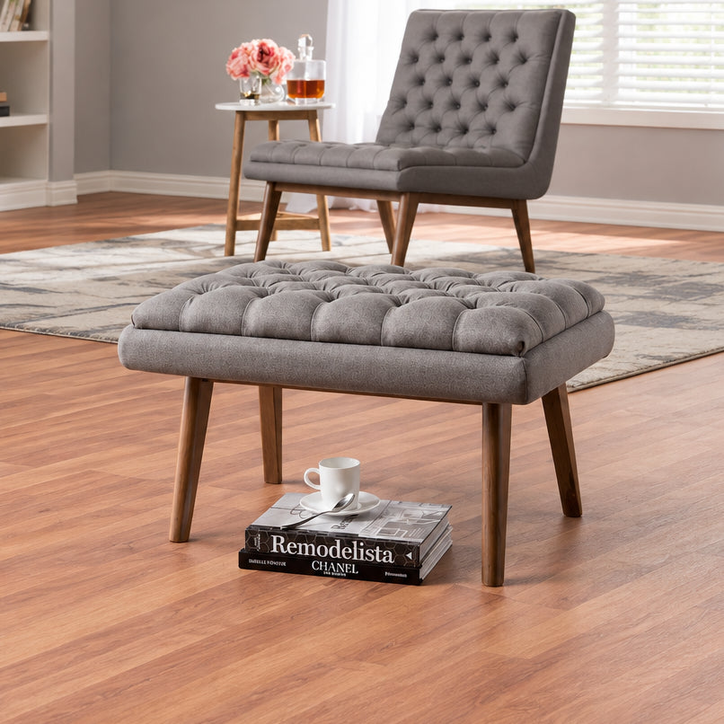 Mid-Century Upholstered Ottoman by Baxton Studio