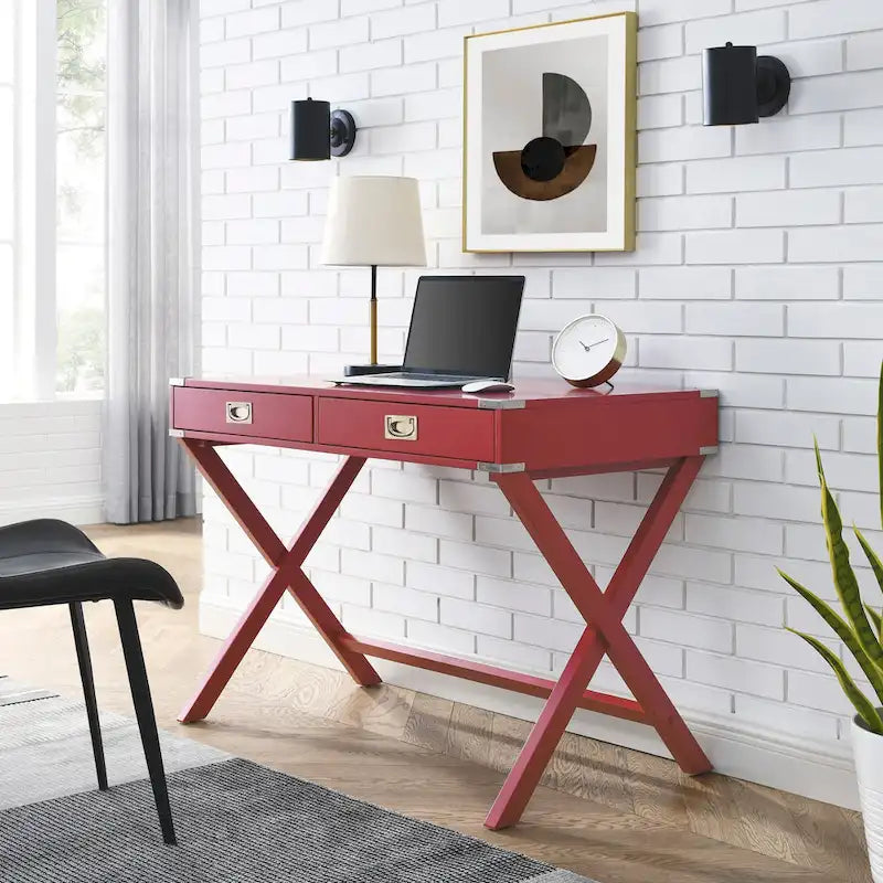 Scrivania per computer in legno massello con cassetti