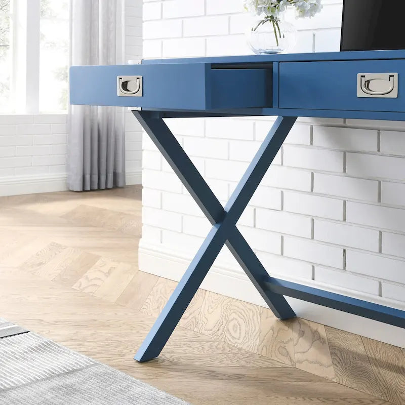 Scrivania per computer in legno massello con cassetti