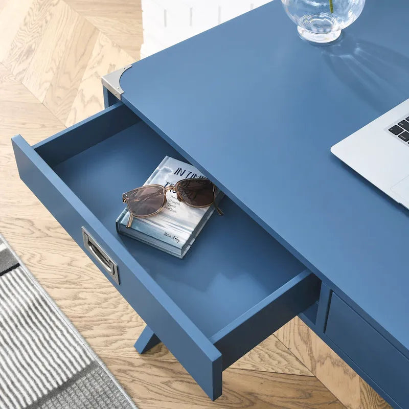 Scrivania per computer in legno massello con cassetti