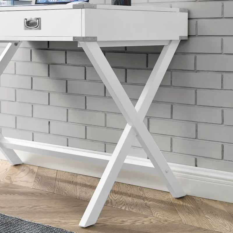 Scrivania per computer in legno massello con cassetti