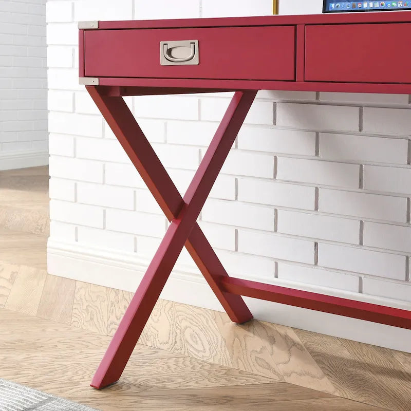 Scrivania per computer in legno massello con cassetti