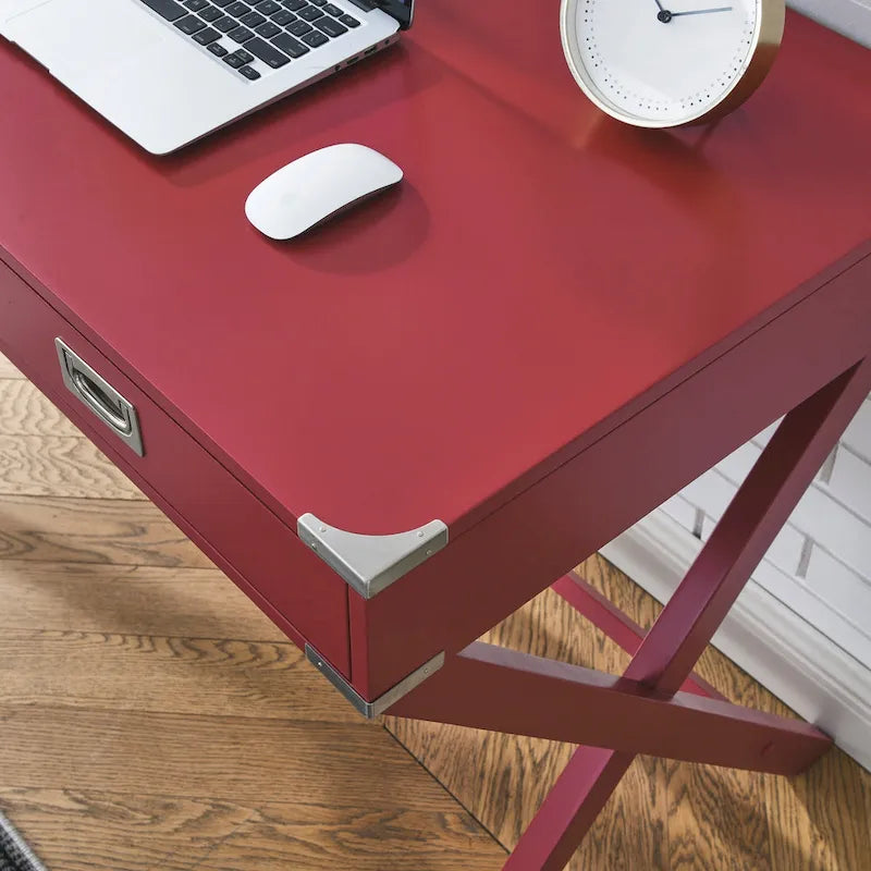 Scrivania per computer in legno massello con cassetti