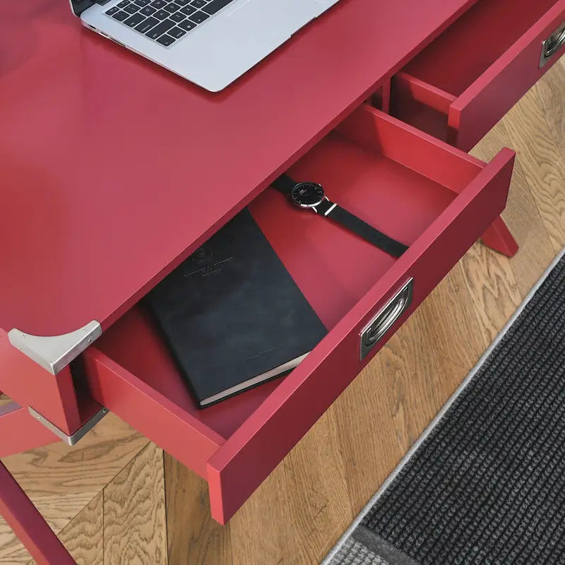 Scrivania per computer in legno massello con cassetti
