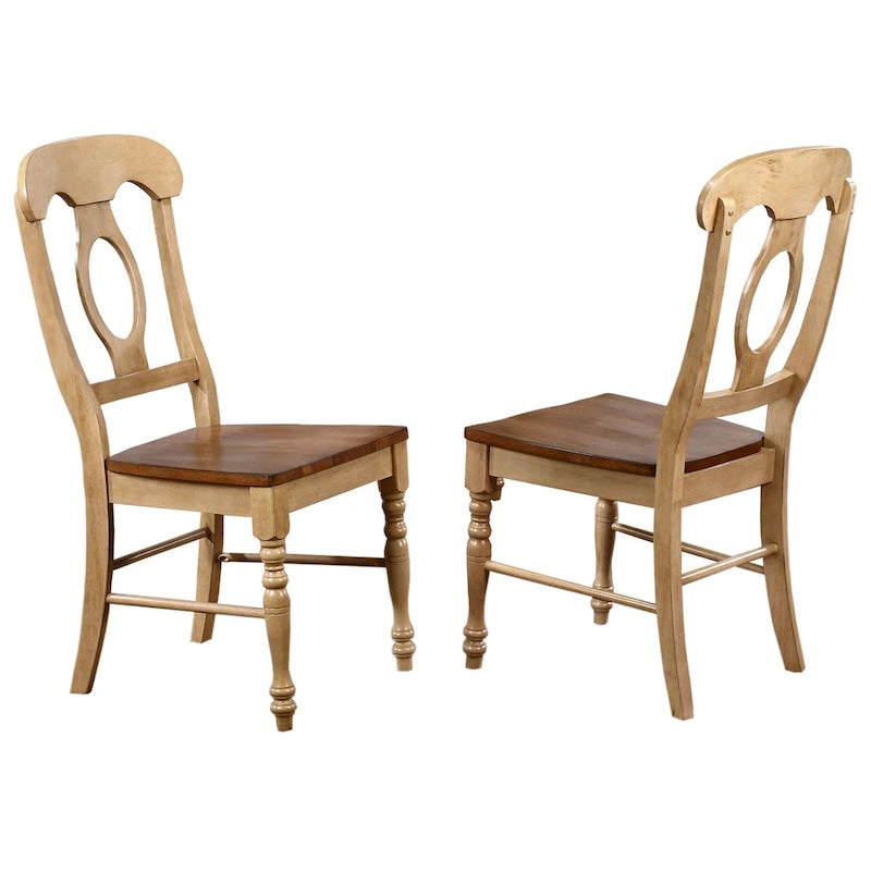 Beistellstuhl in Used-Zweifarbton Hellcreme-Weizen mit warmem Pekannussbraun (2er-Set) - 23L x 18.5B x 38H