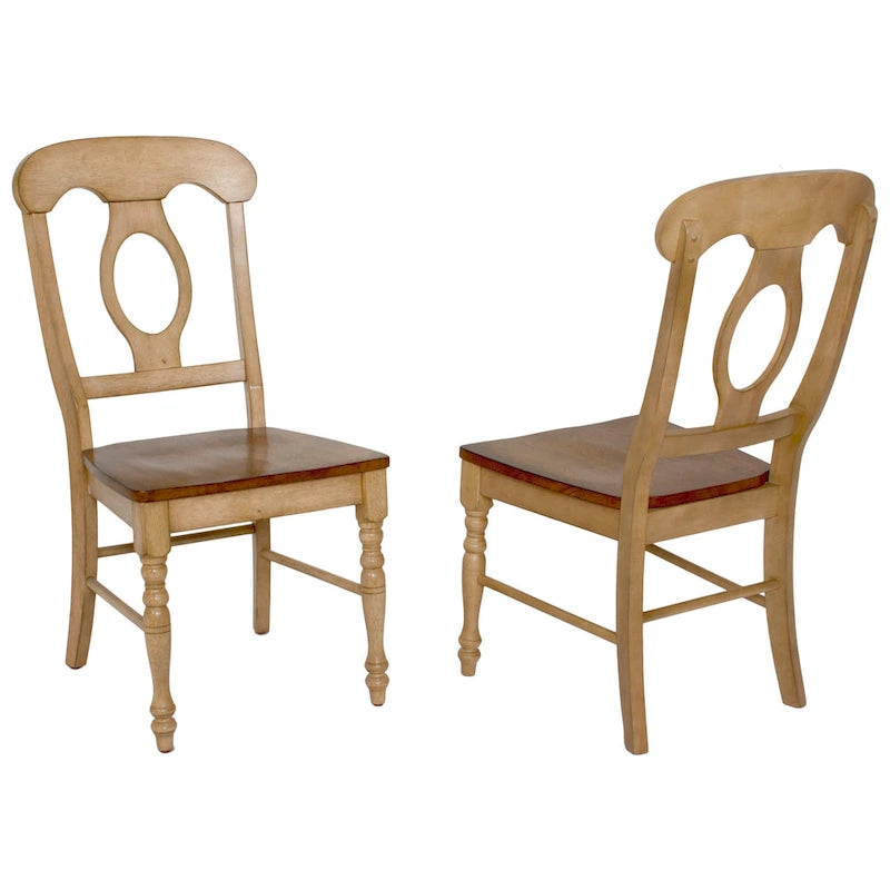 Beistellstuhl in Used-Zweifarbton Hellcreme-Weizen mit warmem Pekannussbraun (2er-Set) - 23L x 18.5B x 38H