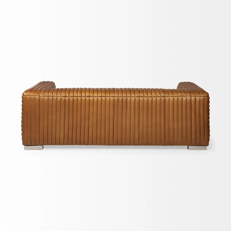 Sofa mit Cognac-Echtlederbezug - 86.6L x 38.6B x 26.4H