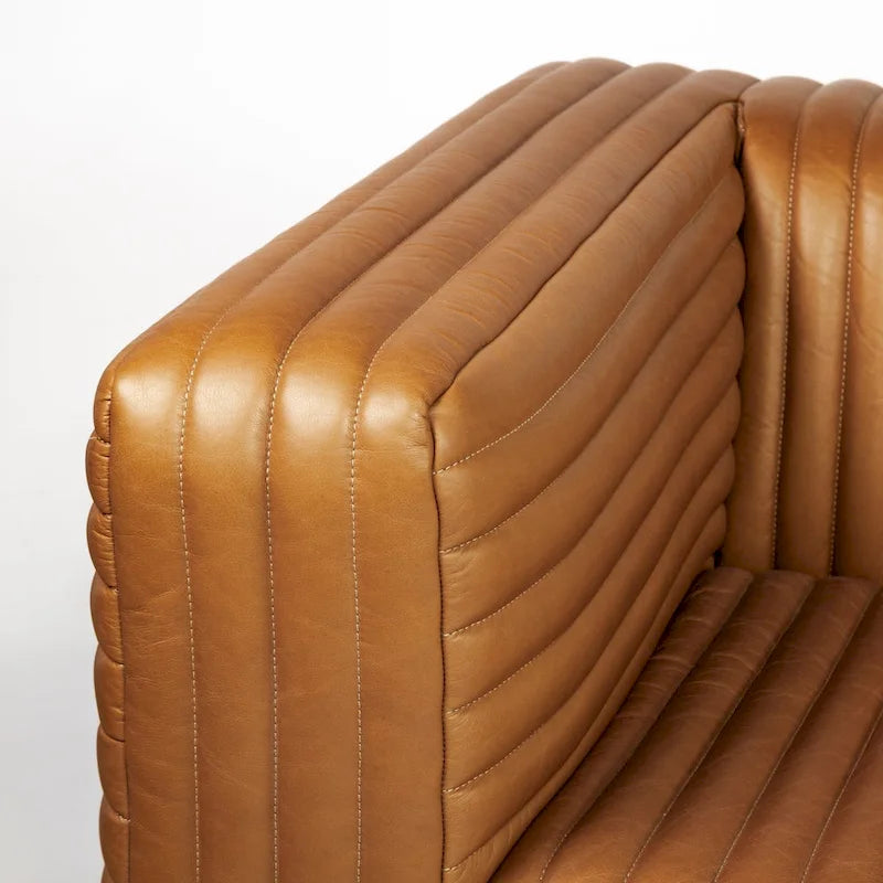 Sofa mit Cognac-Echtlederbezug - 86.6L x 38.6B x 26.4H